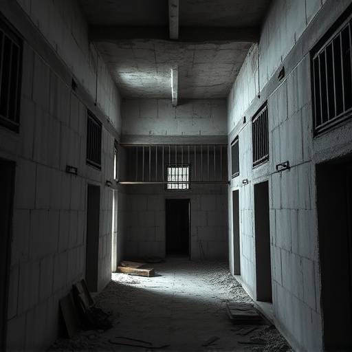 Imagen de una celda penitenciaria en construcci贸n, mostrando la estructura b谩sica y los materiales utilizados.