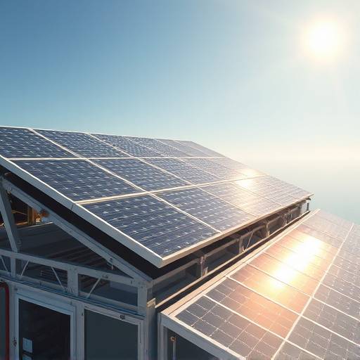Paneles solares desplegados en una c√©lula habitacional, proporcionando energ√≠a sostenible.